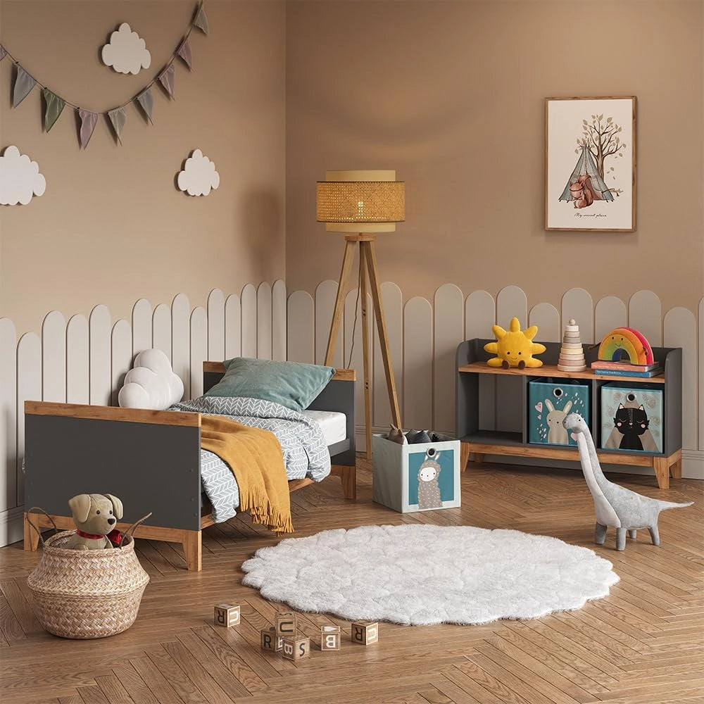 Panca per bambini Malia, Grigio/Artisan, 107.2 x 63.8 cm, adatto come seduta e superficie d’appoggio per bambini