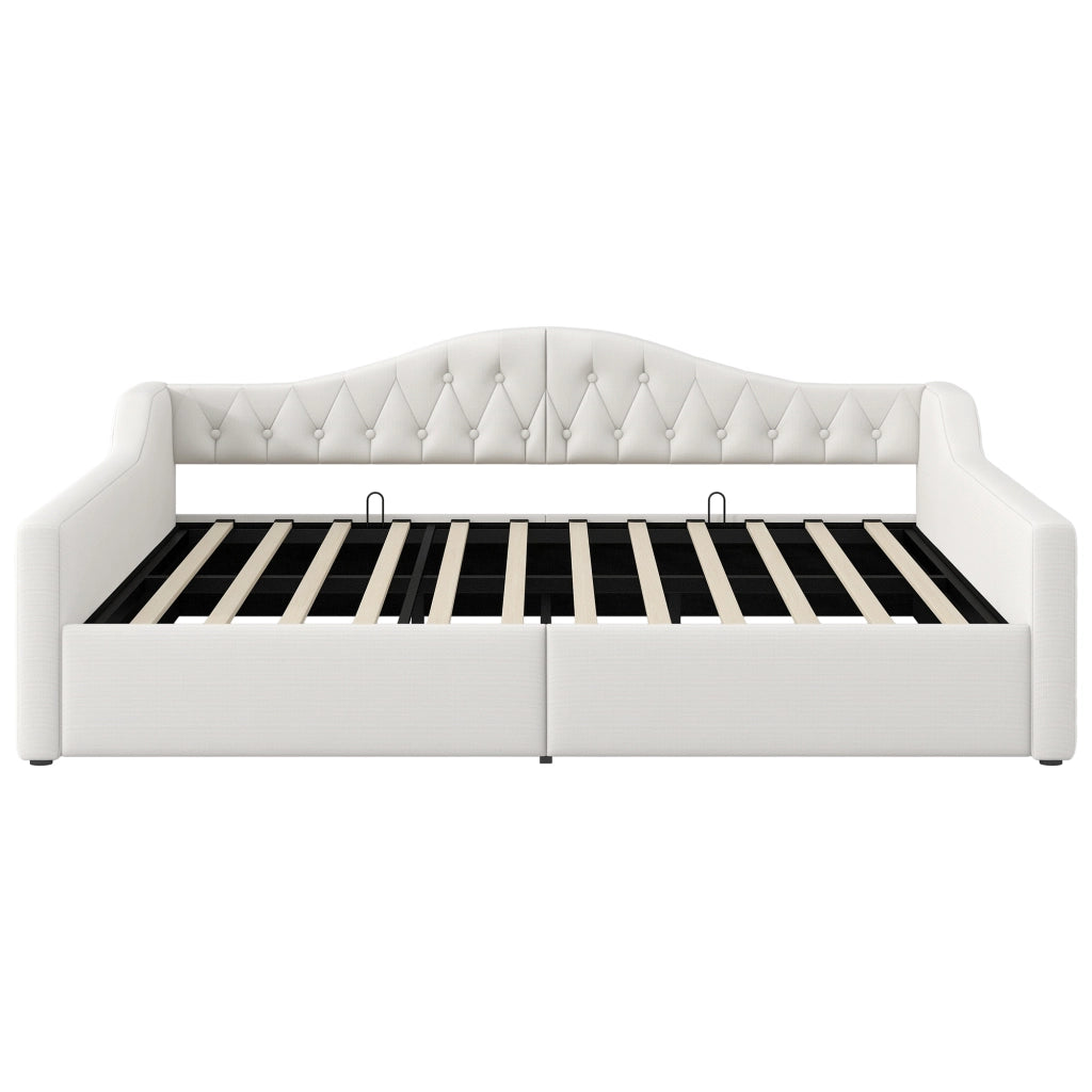 Letto a Divanetto 140x200 cm; LED laterale; Contenitore - Beige