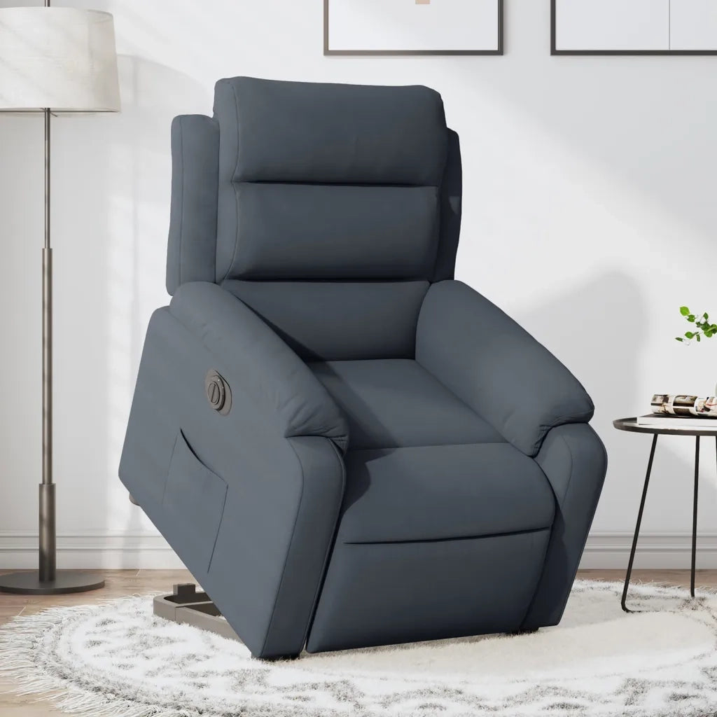 Poltrona Alzapersona Reclinabile Elettrica Grigio Scuro Velluto 3205115