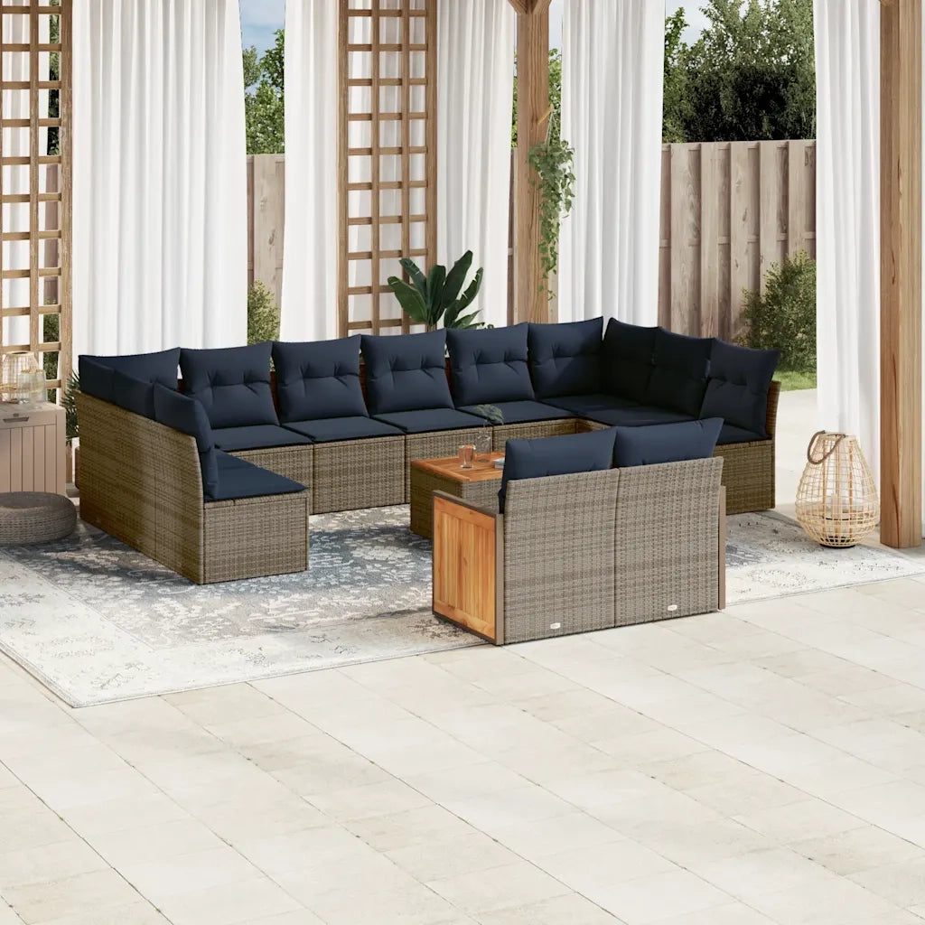 Set Divani da Giardino 12 pz con Cuscini Grigio in Polyrattan 3228133