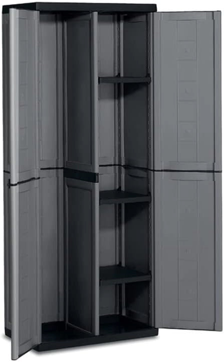 Armadio portascope Keter Jolly esterno interno 68x39x166 cm Grigio con ripiani regolabili