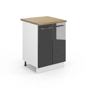 Mobiletto base cucina Fame-Line Antracite lucido/Bianco 60 cm, PL Rovere Vicco