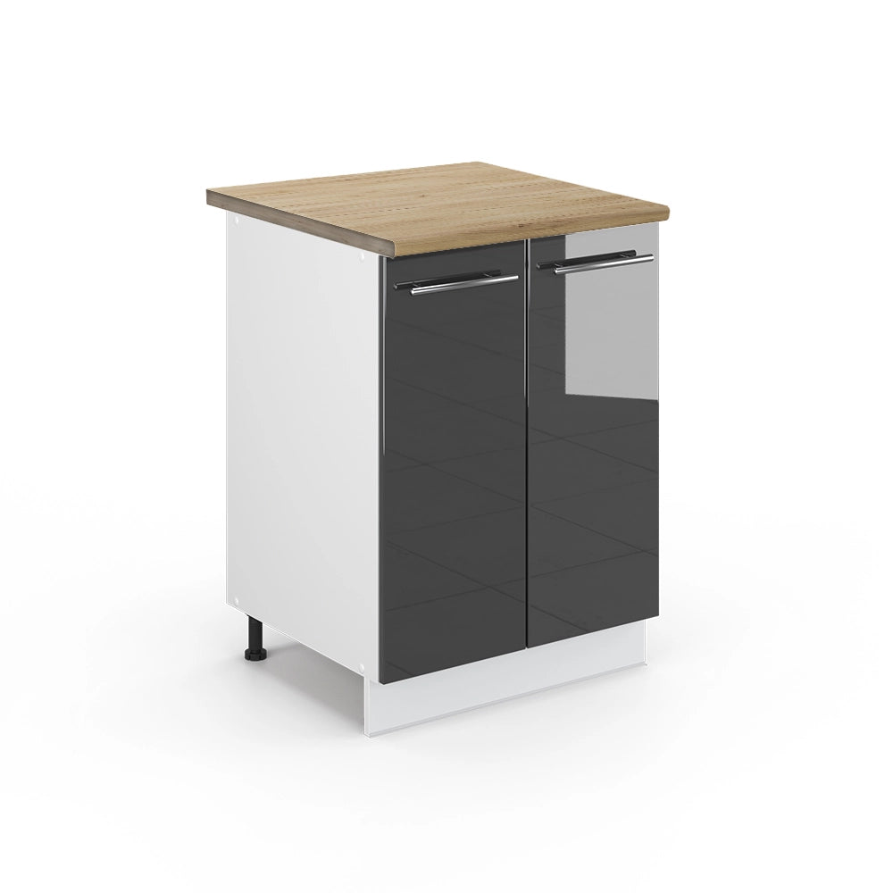 Mobiletto base cucina Fame-Line Antracite lucido/Bianco 60 cm, PL Rovere Vicco