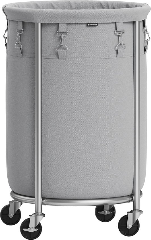 Mangia Spazzatura Portatile - Grigio/Argento - Mangia Spazzatura Leggero - Diametro 39 cm - 40x61 cm - Tela 600D Poliestere - Capacità 15 kg