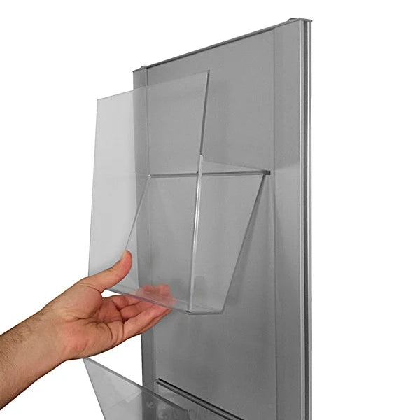 Porta brochure A4 in Metallo a Pavimento - Bifacciale