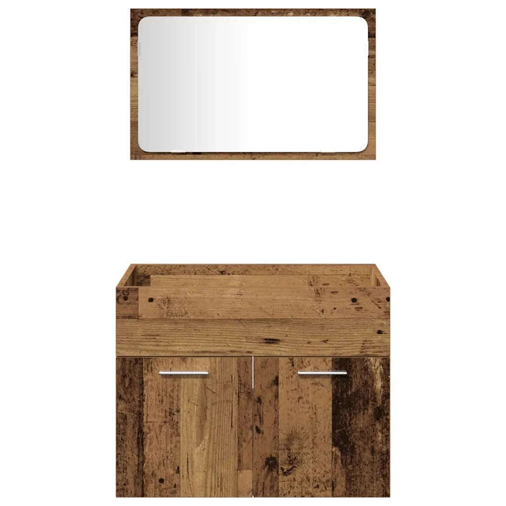 Set di mobili per il bagno con porta 4 pcs Legno vecchio 3332556