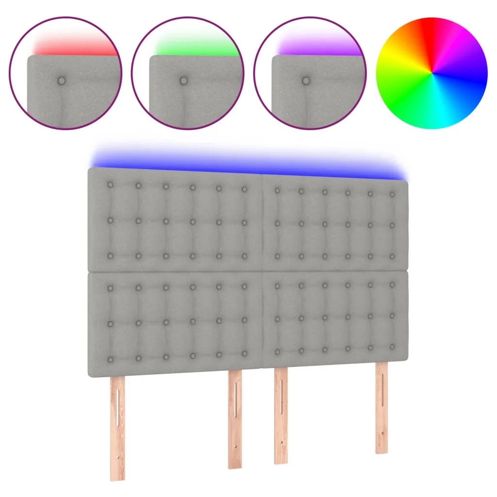 Testiera a LED Grigio Chiaro 144x5x118/128 cm in Tessuto 3122856