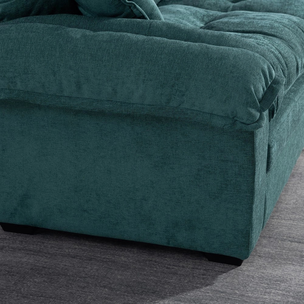 Set divano 2 posti e poltrona ¨C Minimal ¨C in tessuto chenille imbottito con cuscini