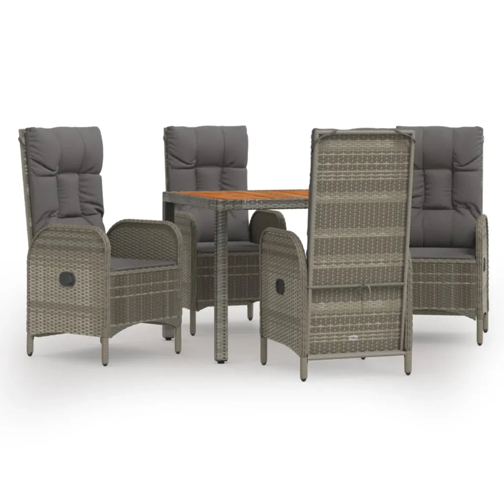 Set da Pranzo da Giardino 5 pz con Cuscini in Polyrattan Grigio 3185039