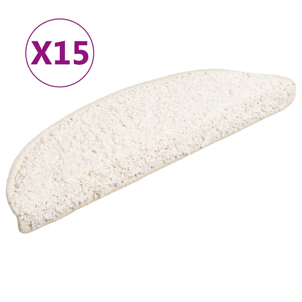 Tappetini per scale 15 pz 56x17x3 cm Bianco Semicircolari 133898