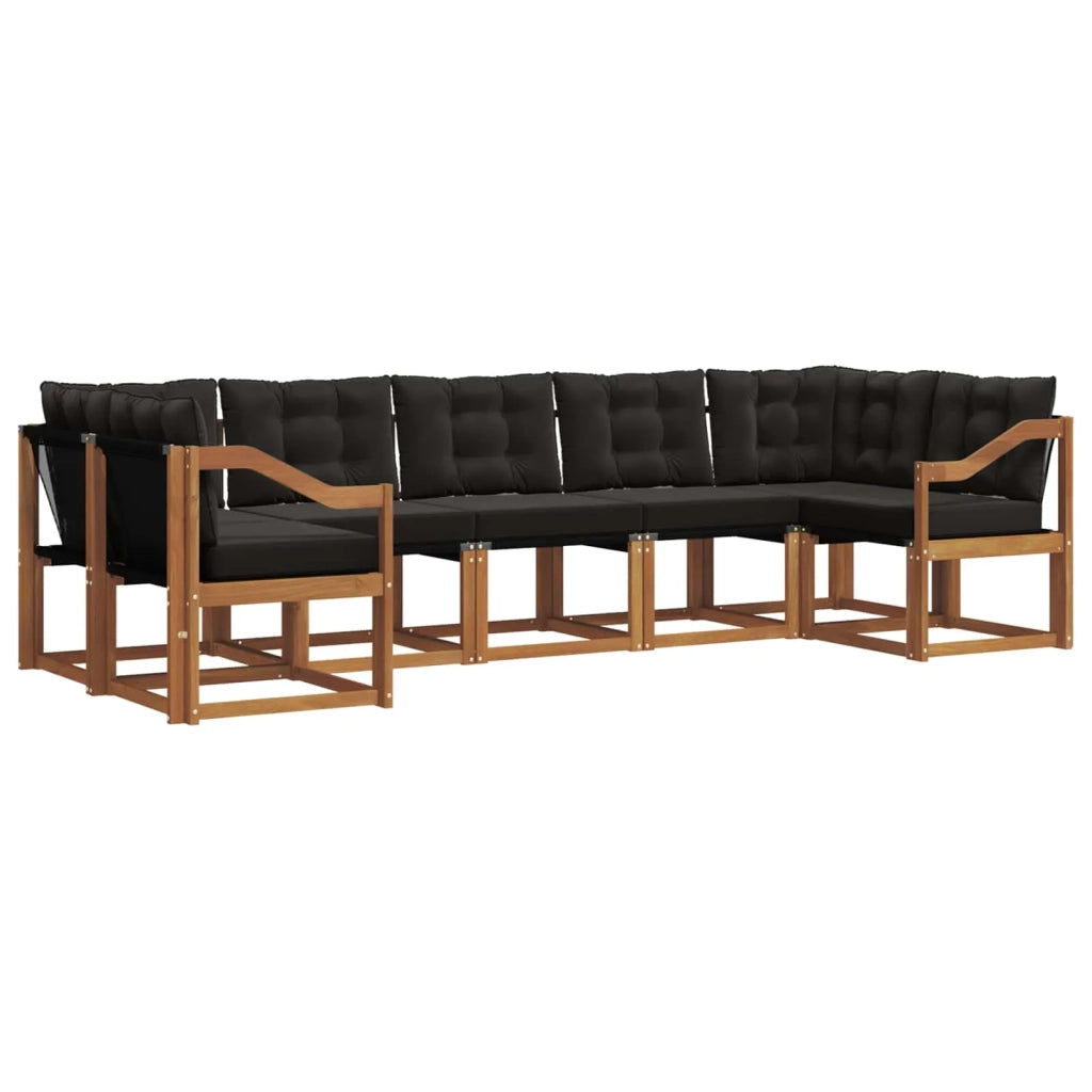 Set di divani da esterno con cuscino 7 pcs Naturale e Nero