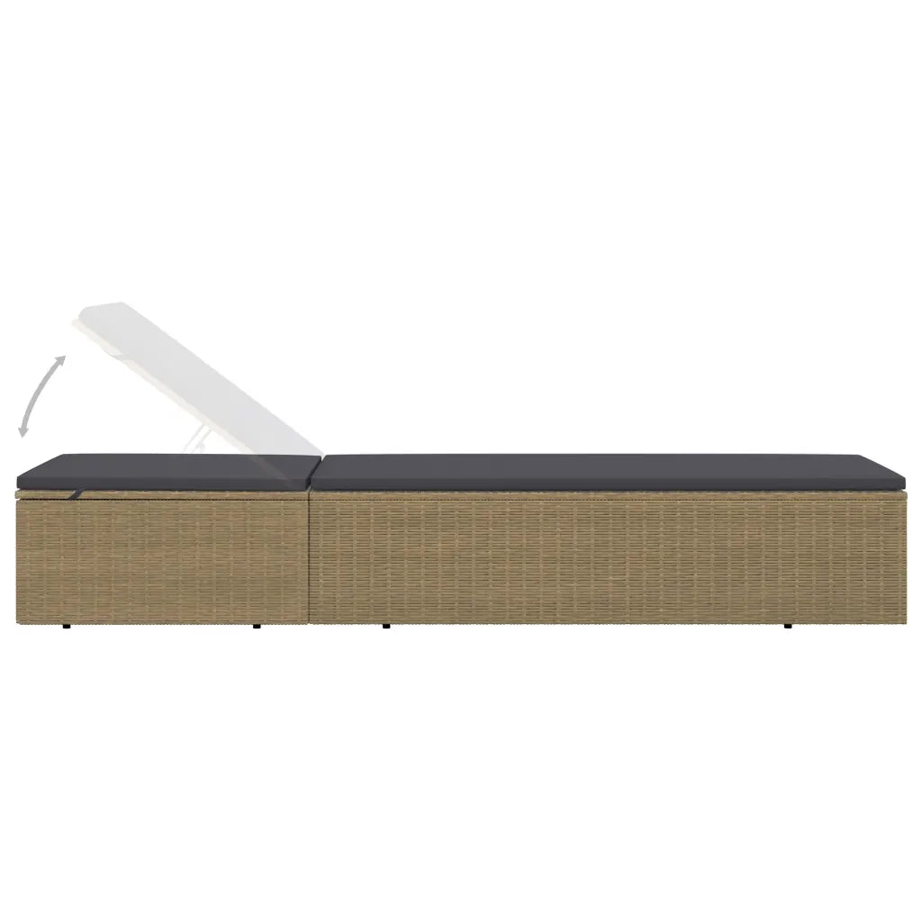 Lettino Prendisole in Polyrattan Marrone e Grigio Scuro cod mxl 23064