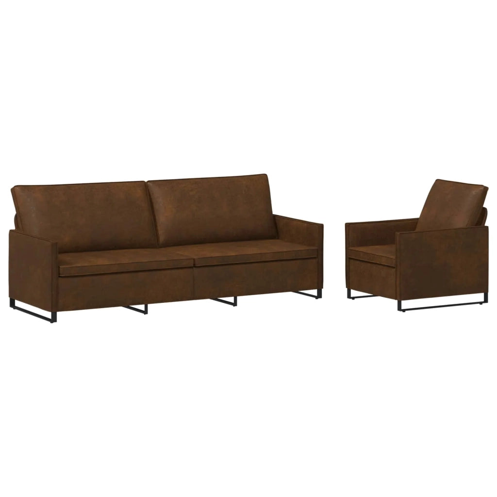 Set di divani 2 pcs Marrone Tessuto scamosciato sintetico 3433130