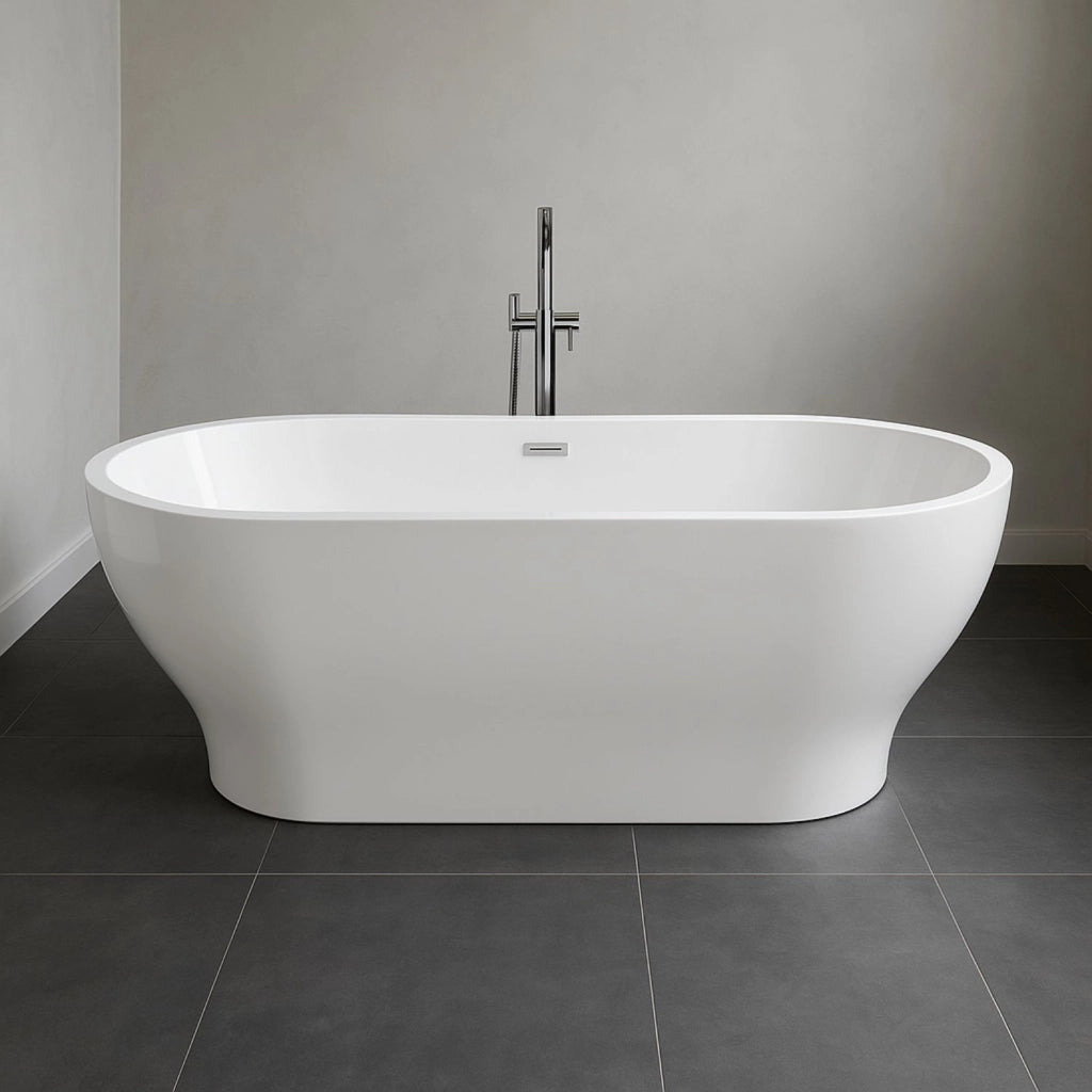 Vasca da bagno ovale freestanding in acrilico bianco lucido centro stanza *** confezione 1