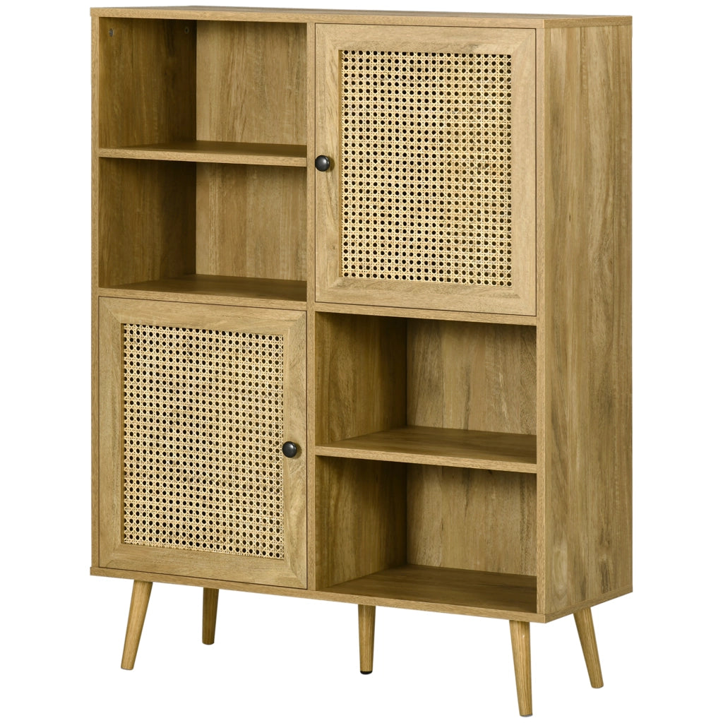 Credenza 2 ante effetto legno e cannage ¨C Xylo ¨C 90x32.5x120 cm