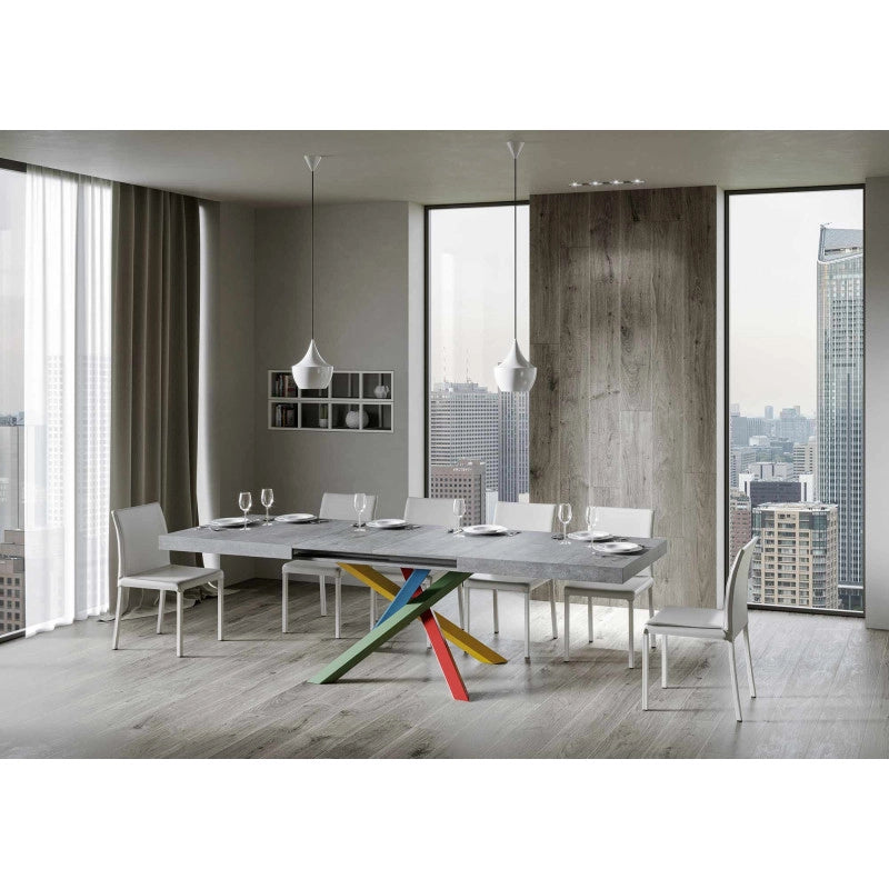Tavolo allungabile 200/460x90 cm Volantis telaio Multicolore 4/B - Cemento