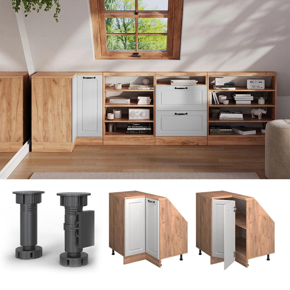 Mobile sottotetto Mobile angolare Rion Bianco rustico/Rovere dorato 75.6 x 83.8 cm con 1 porta Vicco