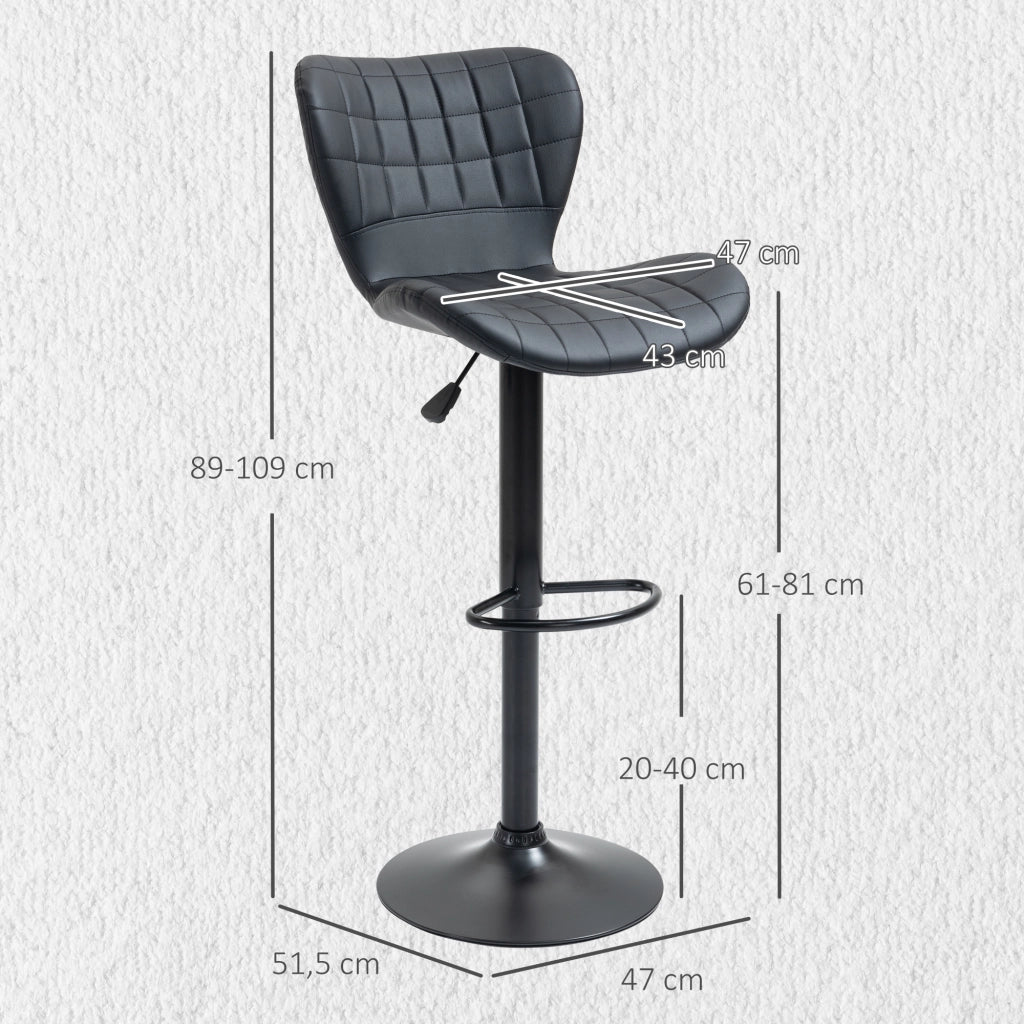 Set 2 Sedie da Bar Retr¨° ¨C Zephmum ¨C Nero Altezza Regolabile 89-109 cm