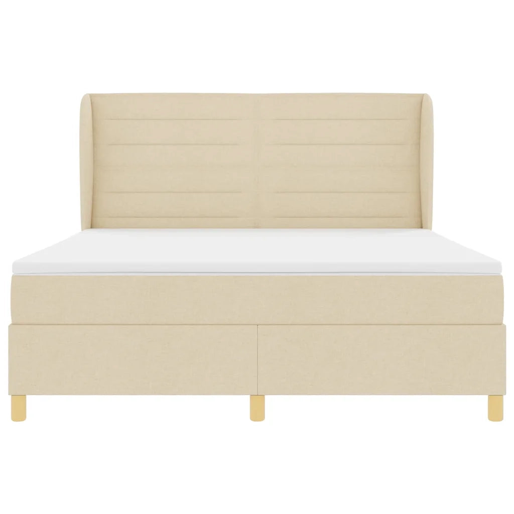 Letto a molle con materasso Crema 200 x 180 cm Tessuto 3340709