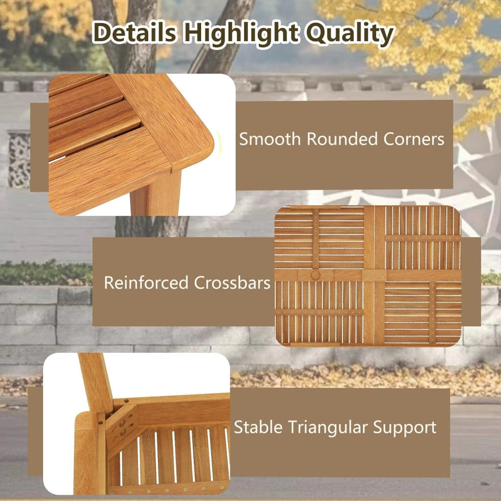 Tavolo da pranzo per 8 persone, tavolo da giardino in legno di acacia con foro di 5 cm, per cortile, veranda e giardino, resistente alle intemperie (200 x 90 cm)