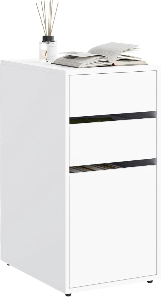 Comodino con 3 Cassetti di 2 Dimensioni, Cassettiera Bianco, 30x40x60 cm, Tavolino da Divano in Legno, Schedario, per Camera da Letto, Soggiorno, Corridoio, NTS17ws