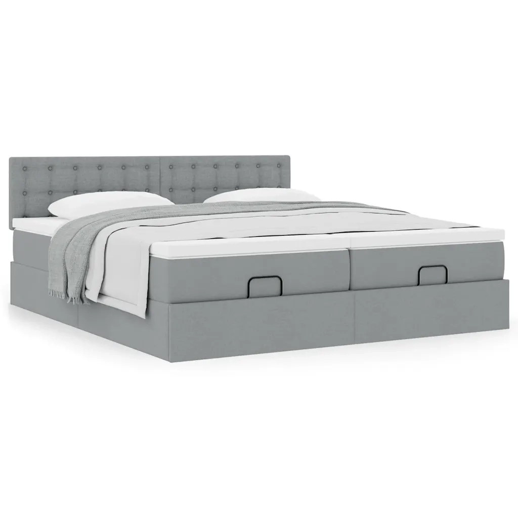 Struttura Letto Pouf con Materassi 200x200 cm in Tessuto 3312043