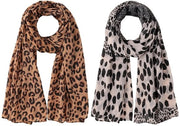 Scialle Chiffon per Donne - Print di Leopardo - Lungo - Foulard con Protezione UV - Leggero e Rapido asciugamento - Ideale per ogni Occasione