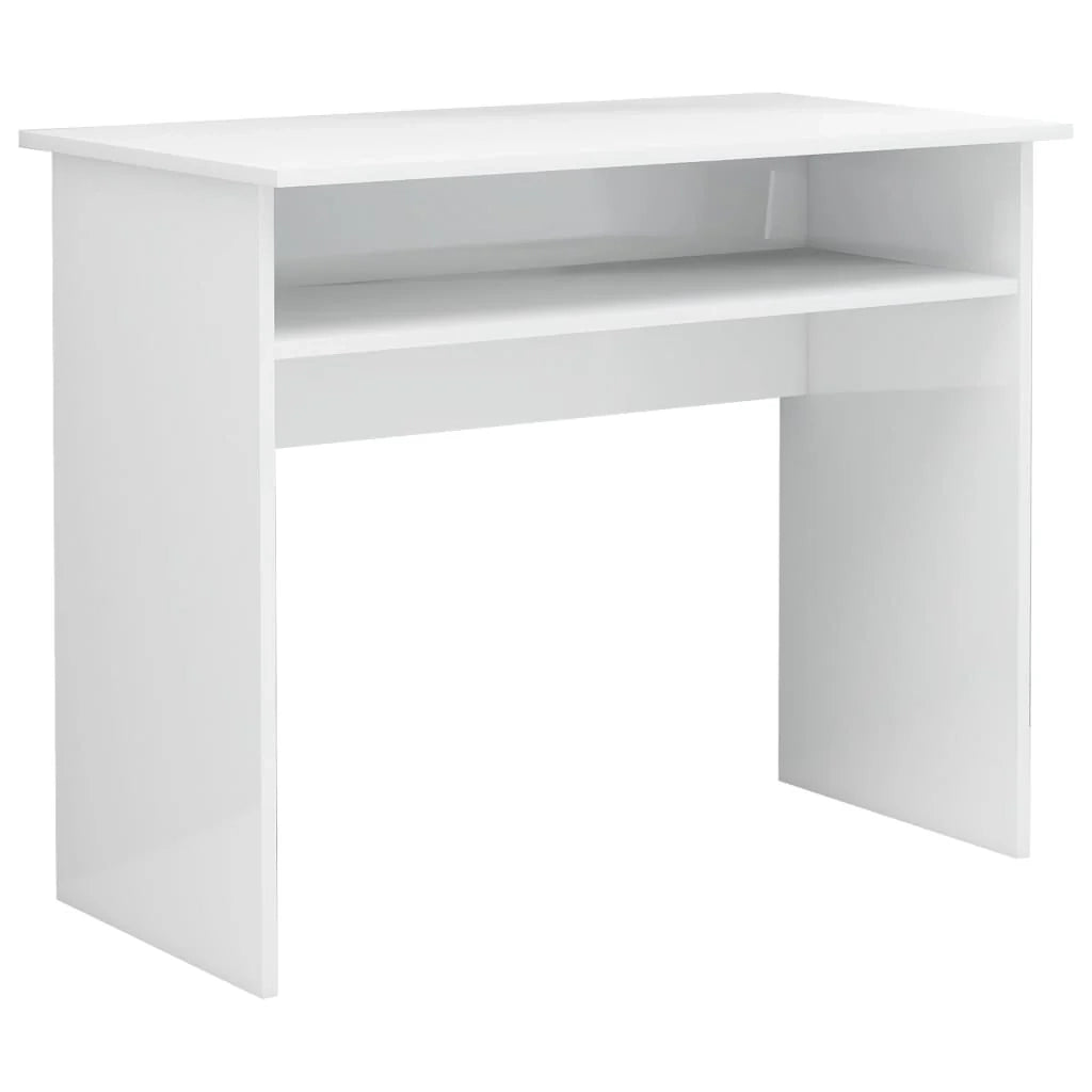 Scrivania tavolo postazione di lavoro mobile per computer scrivania da studio finitura lucida 90 x 50 x 74 cm legno ingegnerizzato bianco 02_0023554