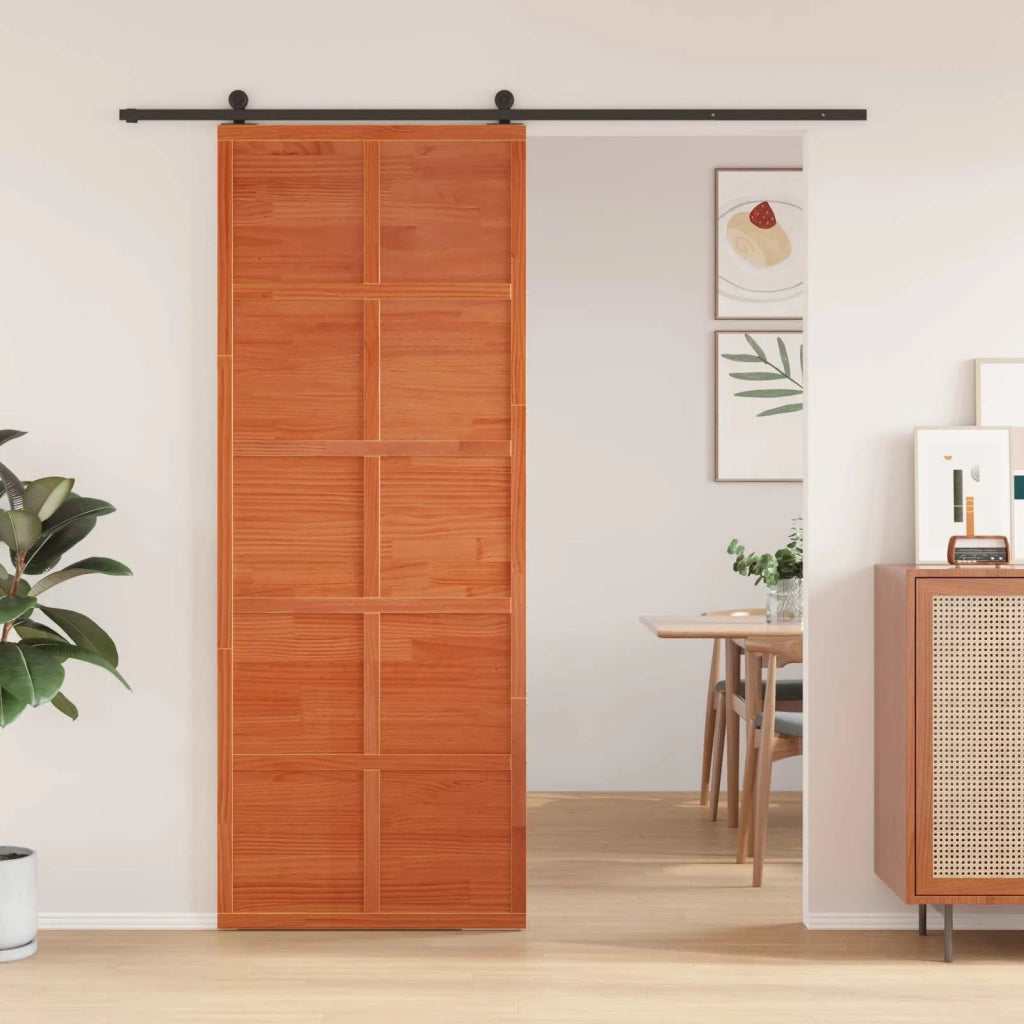 Porta del fienile Marrone cerato 80 x 208 cm 860858