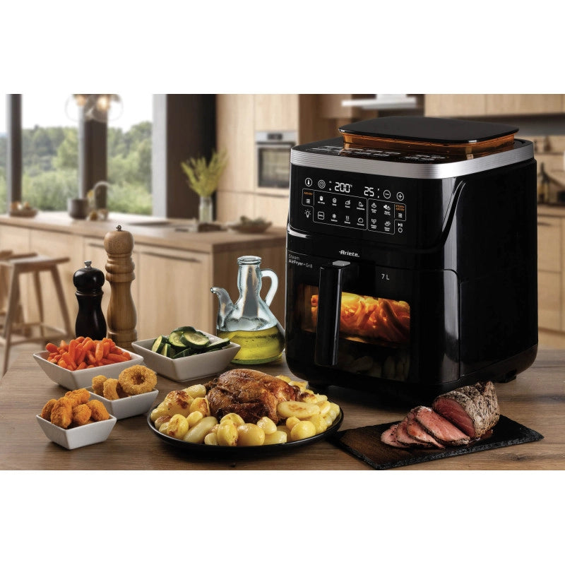 Friggitrice ad aria con funzione vapore + Grill 1700W - 10 funzioni di cottura - Nero