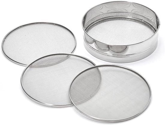Set di setacci in acciaio inox con inserti setaccio intercambiabili - versatile - 4 pezzi - argento - acciaio inossidabile