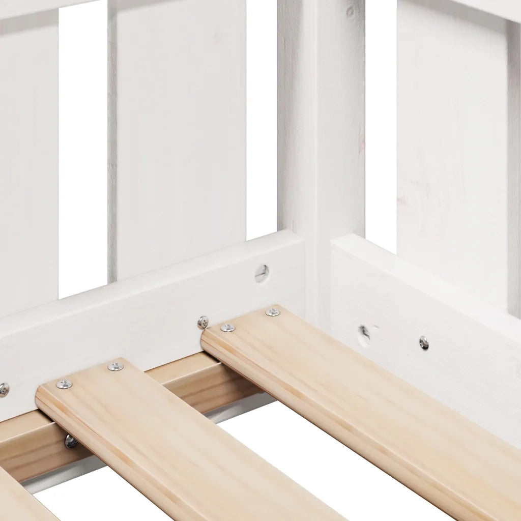 Giroletto Casetta Bambini Bianco 80x200 cm Legno Massello Pino