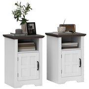 Comodino stile rustico ¨C Xylo ¨C legno bianco e marrone con porta e ripiano 40x35x60 cm