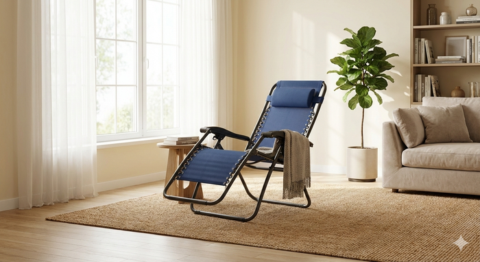 Sedia Sdraio Zero Gravity Reclinabile Pieghevole 88x65x110 h cm in Textilene Blu