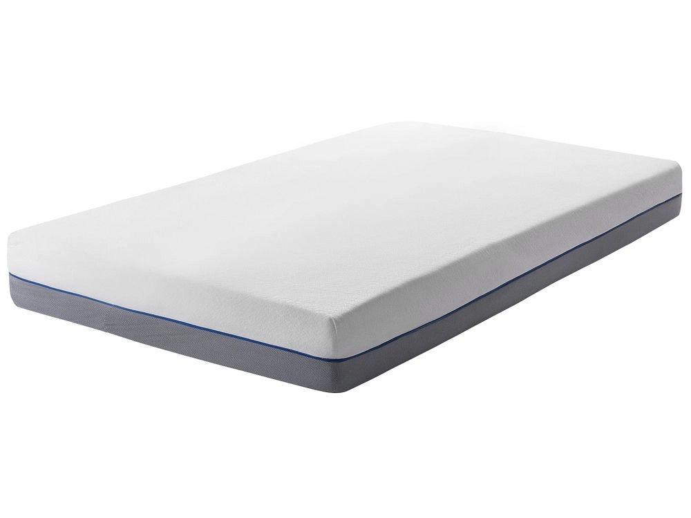 Materasso in Memory Foam Bianco con Tessuto Grigio Duro 90 x 200 cm