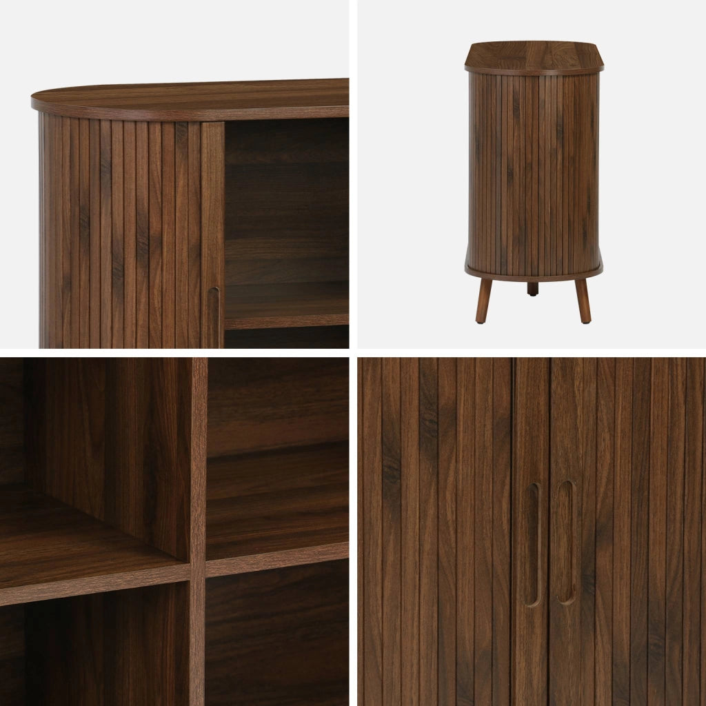Credenza scandinava a 2 ante scorrevoli, 120cm, noce