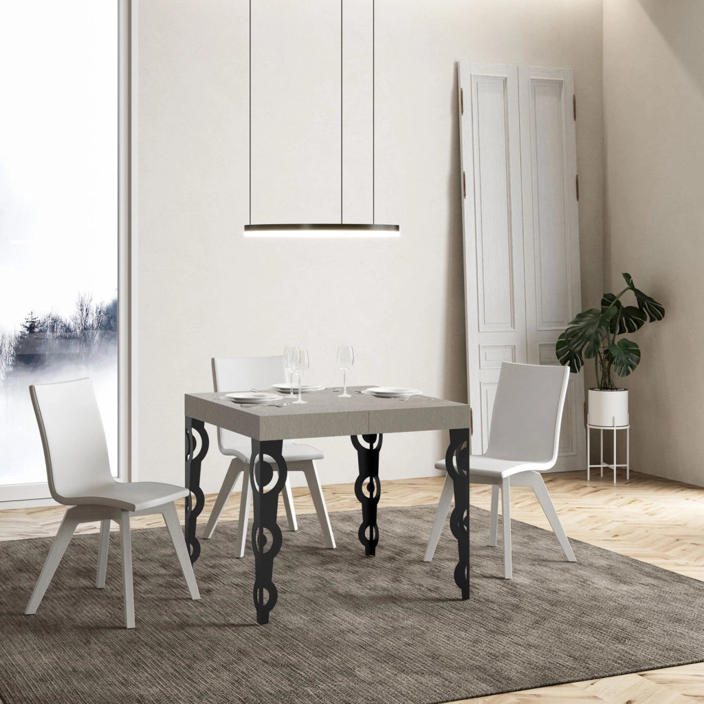 Tavolo allungabile 90/246x90 cm Karamay cashmere gambe antracite
