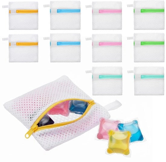 10 mini-wasnetten con trattamento antistatico per capsule di detersivo, sacchetti di stoccaggio in poliestere per profumi, organizzatore per la lavanderia per viaggi, per la protezione di tessuti delicati