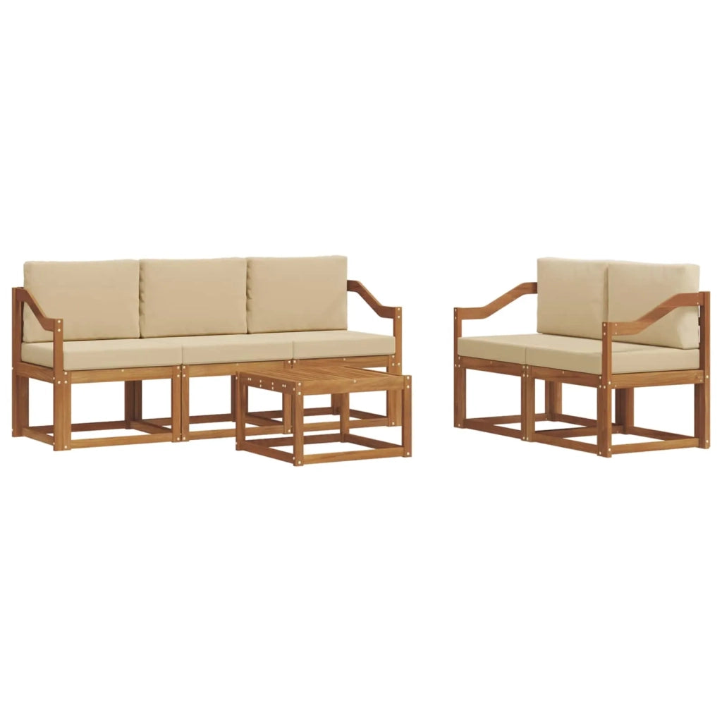 Set di divani da esterno con cuscino 6 pcs Naturale e Beige 3366026
