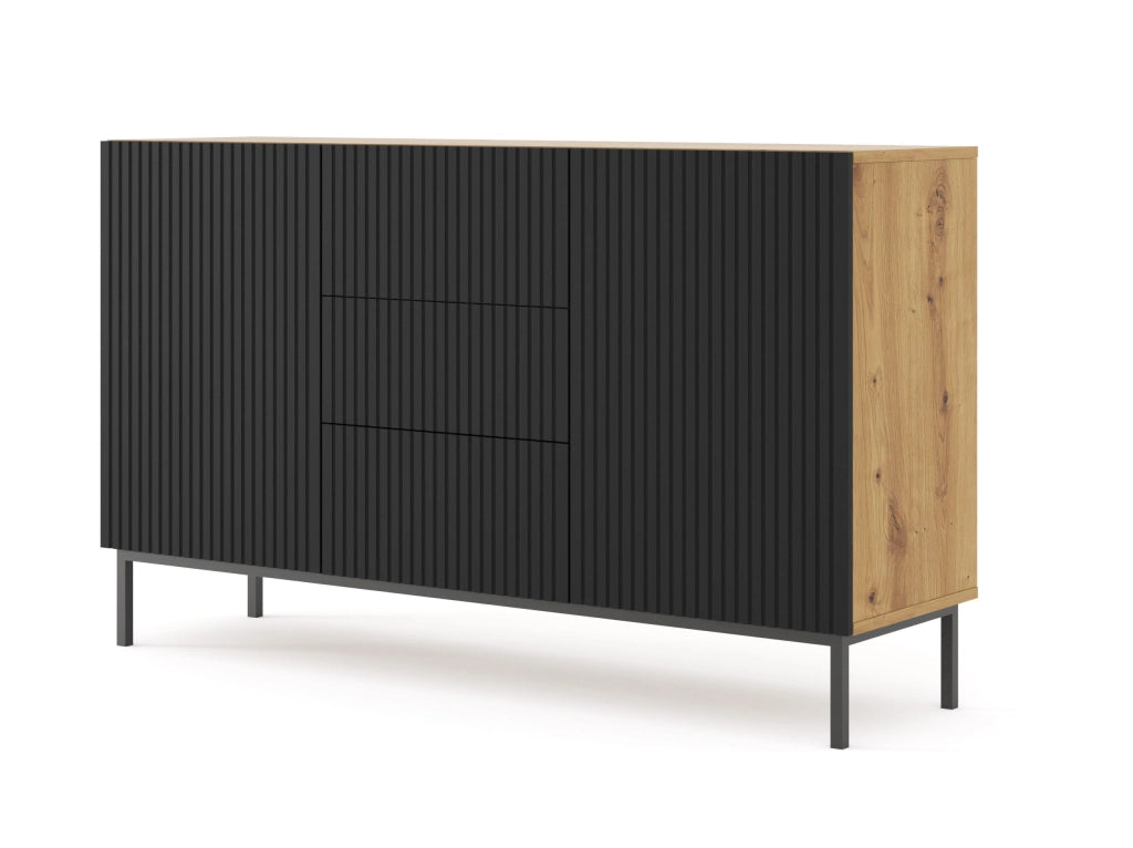 MOBILE RAVENNA B MOBILE IN MDF RIVESTITO IN LEGNO 2D3S 150 TELAIO NERO OPACO IN ROVERE ARTIGIANALE