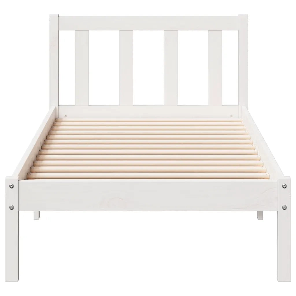 Letto Extra Lungo senza Materasso Bianco 80x220 cm in Pino