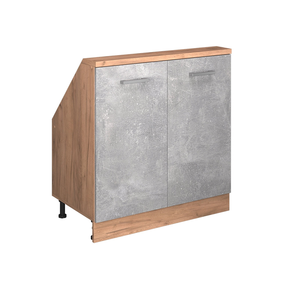 Mobile sottotetto Rion Calcestruzzo/Rovere dorato con 2 porte Vicco