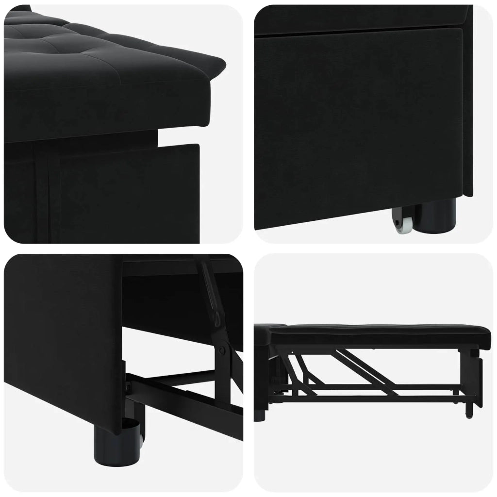 Divano letto-Sofa Letto-Daybed Nero 194 x 67 x 82 cm Velluto