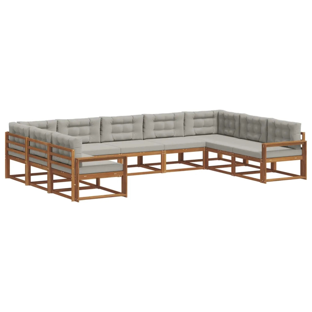 Set di divani da esterno 9 pcs Grigio Naturale e Chiaro 3368174