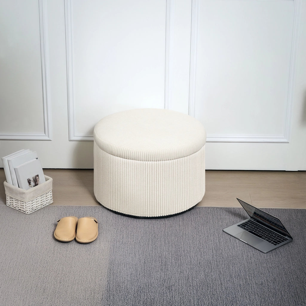 Pouf contenitore rotondo ¨C zephmum ¨C velluto, beige, ?60x41 cm