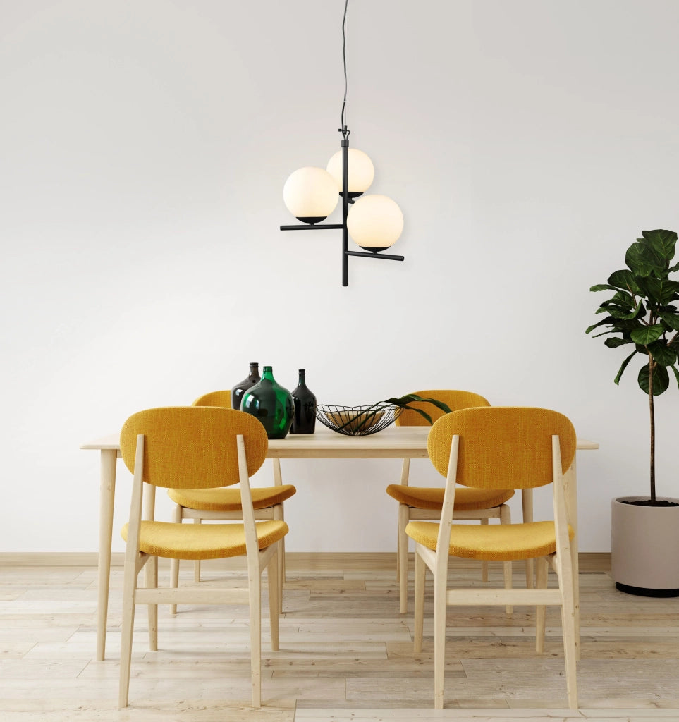 Lampada a sospensione 3 sfere, metallo, nero e bianco, D 40 cm, Pure