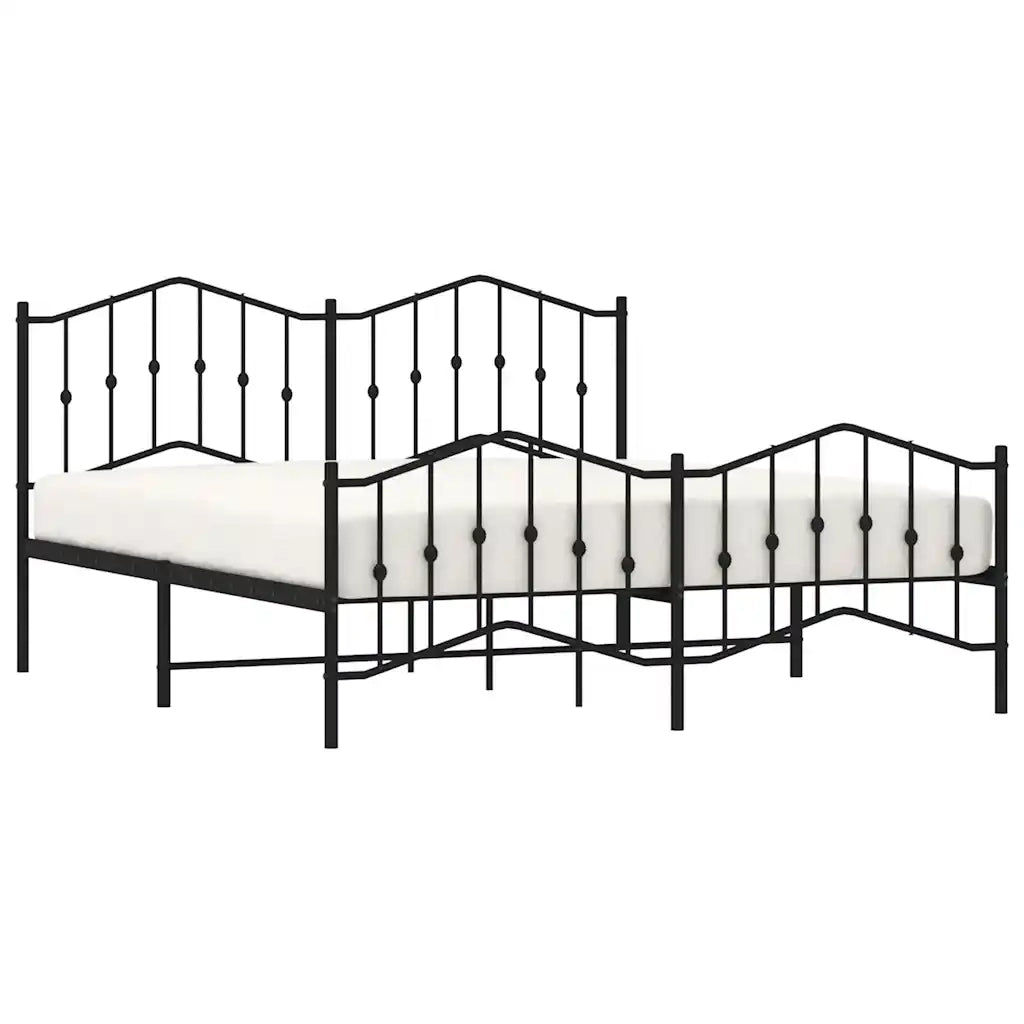 Giroletto con Testiera e Pediera Metallo Nero 183x213 cm 373812