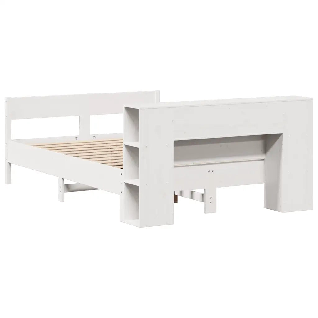 Letto Libreria senza Materasso Bianco 140x200 cm Legno di Pino 3322949