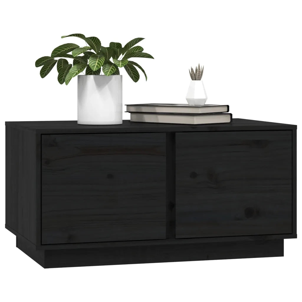 Tavolino da Salotto Nero 80x50x40 cm Legno Massello di Pino 814423