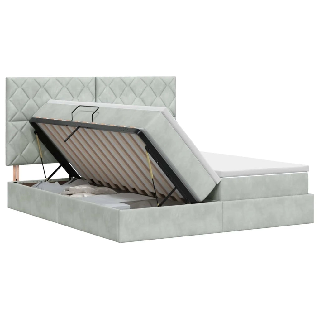 Letto con Contenitore Grigio Chiaro 200 x 200 cm Velluto 3459843